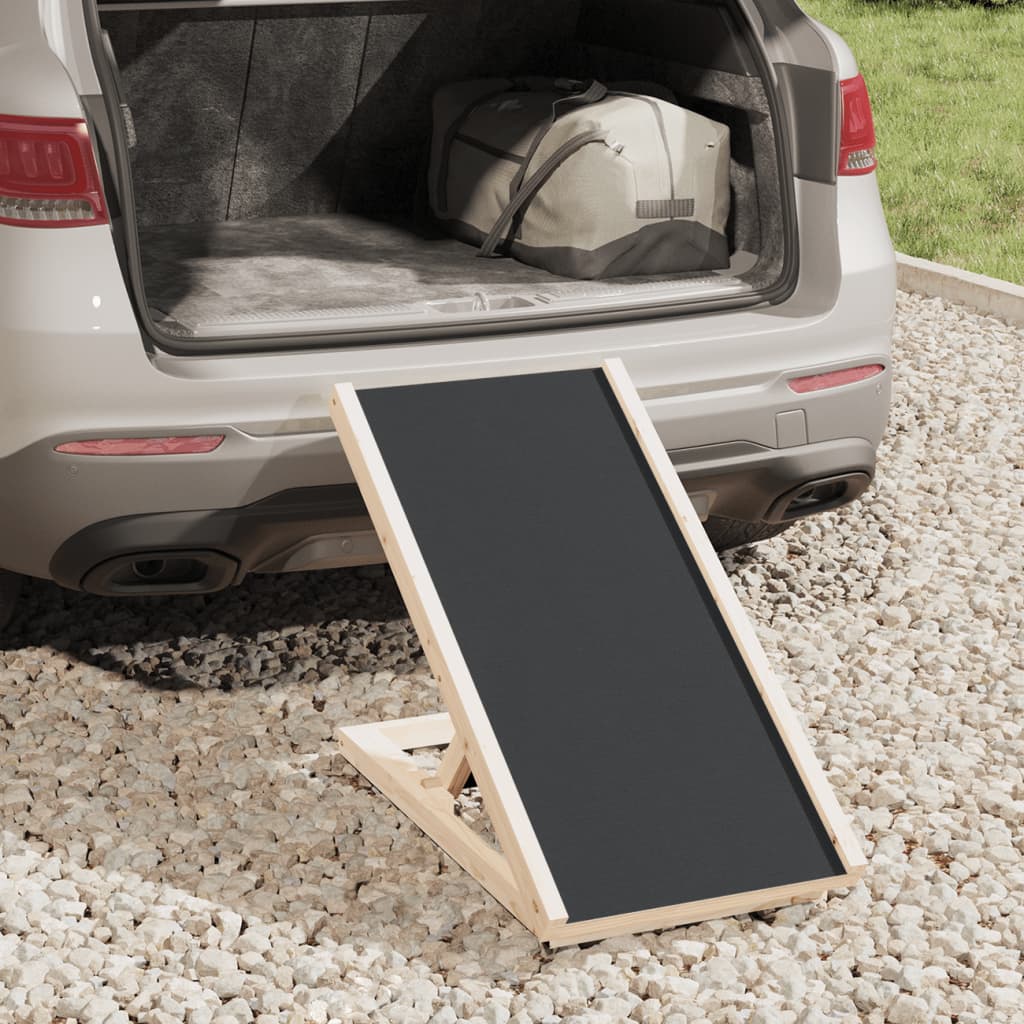 Rampa pro psy šedá 70 x 35 cm masivní jedlové dřevo