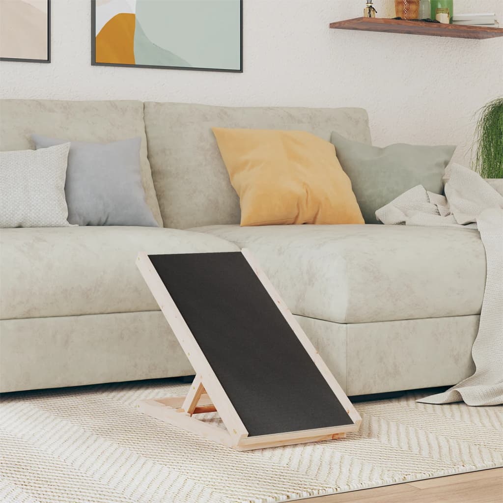 Rampa pro psy šedá 70 x 35 cm masivní jedlové dřevo