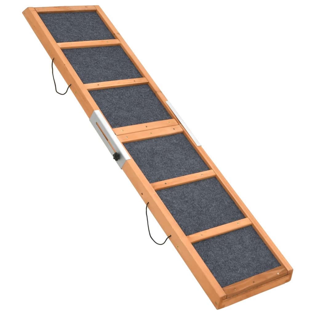 Rampa pro psy šedá 120 x 30 cm masivní jedlové dřevo