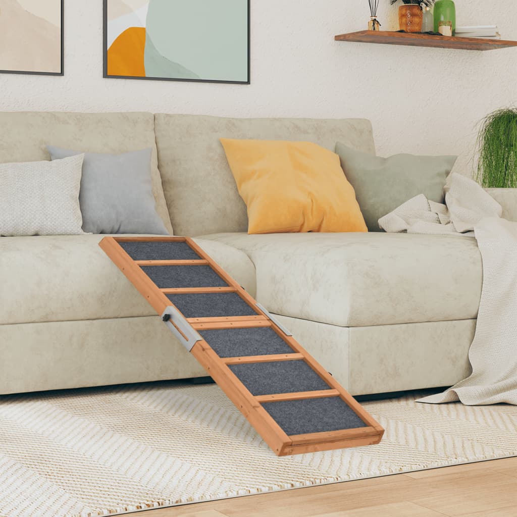 Rampa pro psy šedá 120 x 30 cm masivní jedlové dřevo