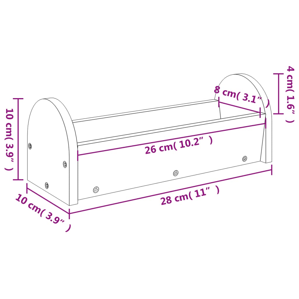 Seník pro králíky 28 x 10 x 10 cm masivní jedlové dřevo