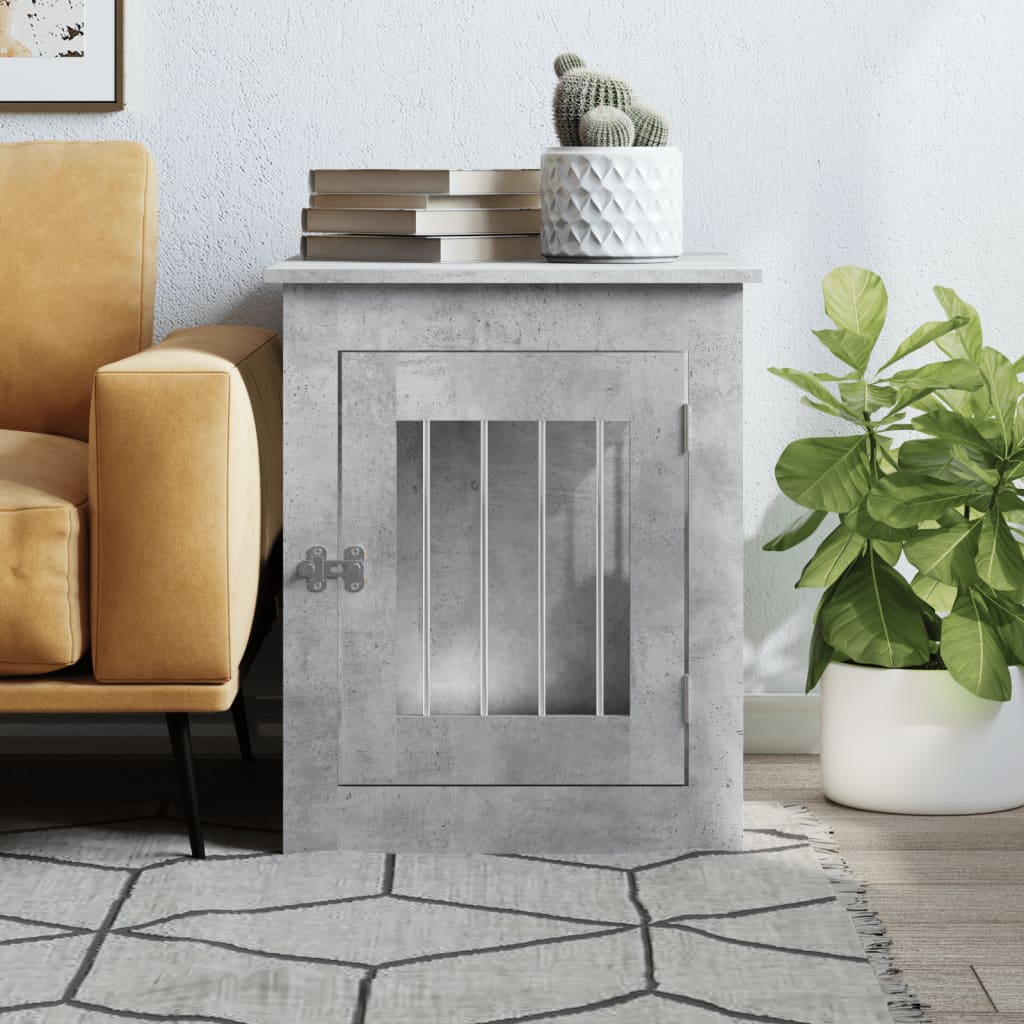 Psí bouda a koncový stolek betonově šedá 55x75x65 cm kompozit