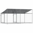 Načíst obrázek do prohlížeče galerie, Klec pro psy se střechou a dvířky šedá 4x2x2 m pozinkovaná ocel
