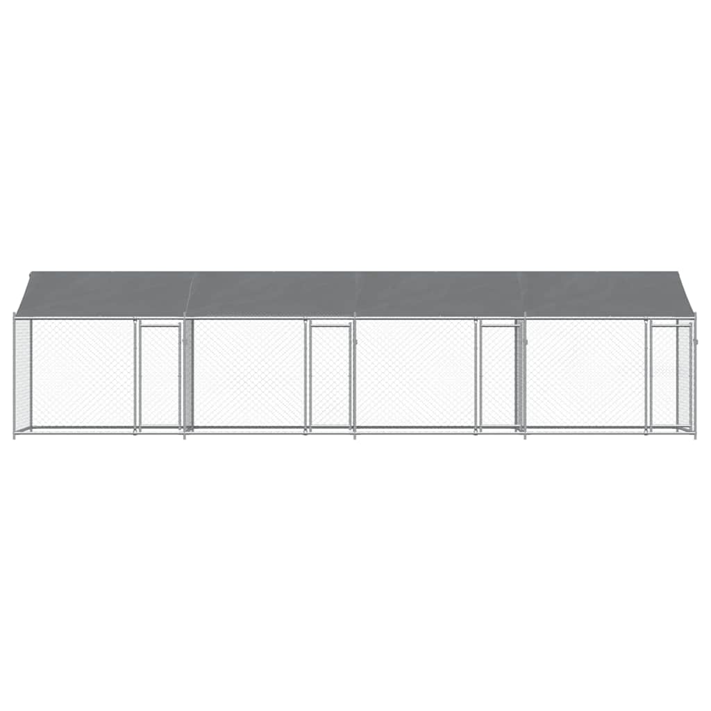Klec pro psy se střechou a dvířky šedá 8x2x2 m pozinkovaná ocel