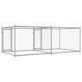 Načíst obrázek do prohlížeče galerie, Klec pro psy s dvířky šedá 4 x 2 x 1,5 m pozinkovaná ocel
