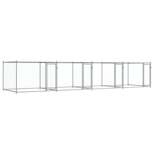 Klec pro psy s dvířky šedá 8 x 2 x 1,5 m pozinkovaná ocel