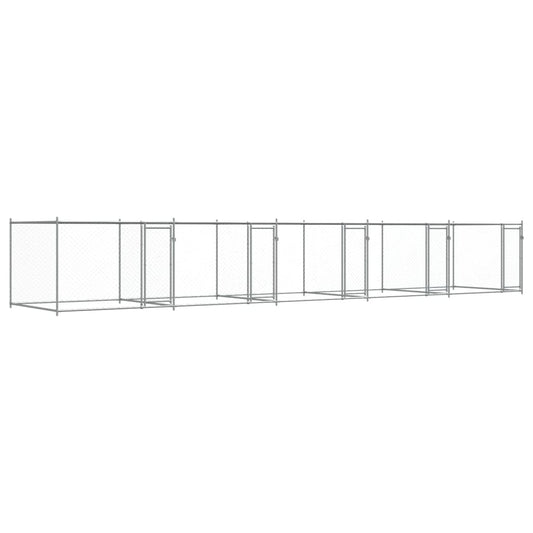 Klec pro psy s dvířky šedá 10 x 2 x 1,5 m pozinkovaná ocel