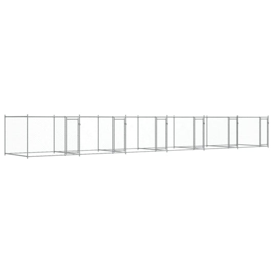 Klec pro psy s dvířky šedá 12 x 2 x 1,5 m pozinkovaná ocel
