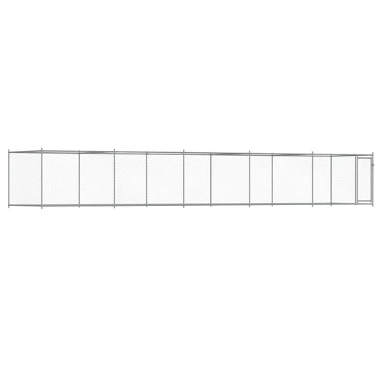 Klec pro psy s dvířky šedá 10 x 2 x 1,5 m pozinkovaná ocel