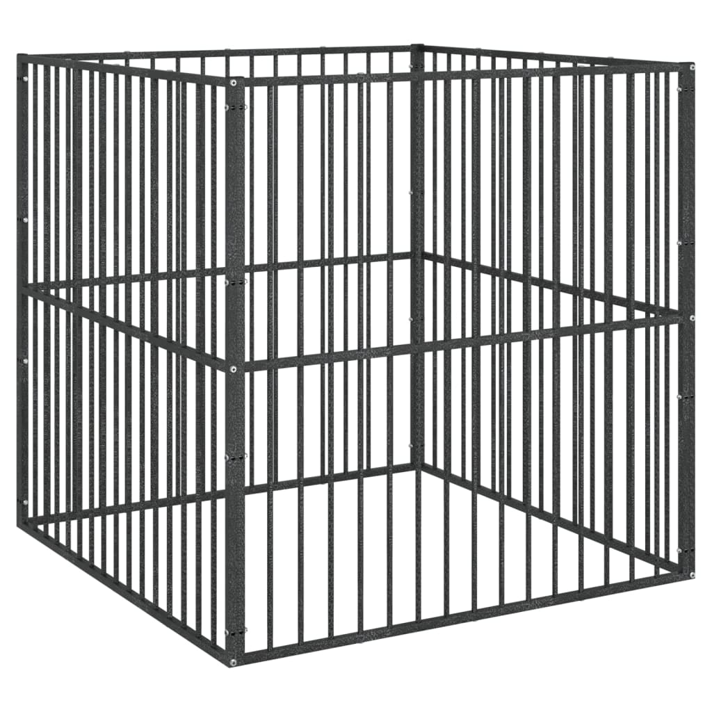 Ohrádka pro psy 4 panely černá pozinkovaná ocel