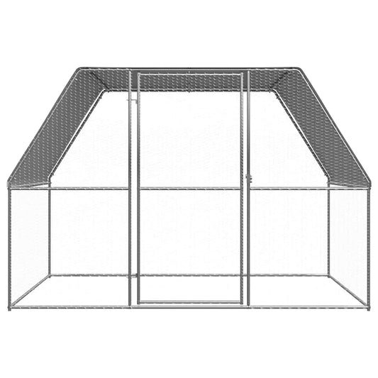 Klec pro kuřata stříbrná a šedá 3 x 2 x 2 m pozinkovaná ocel