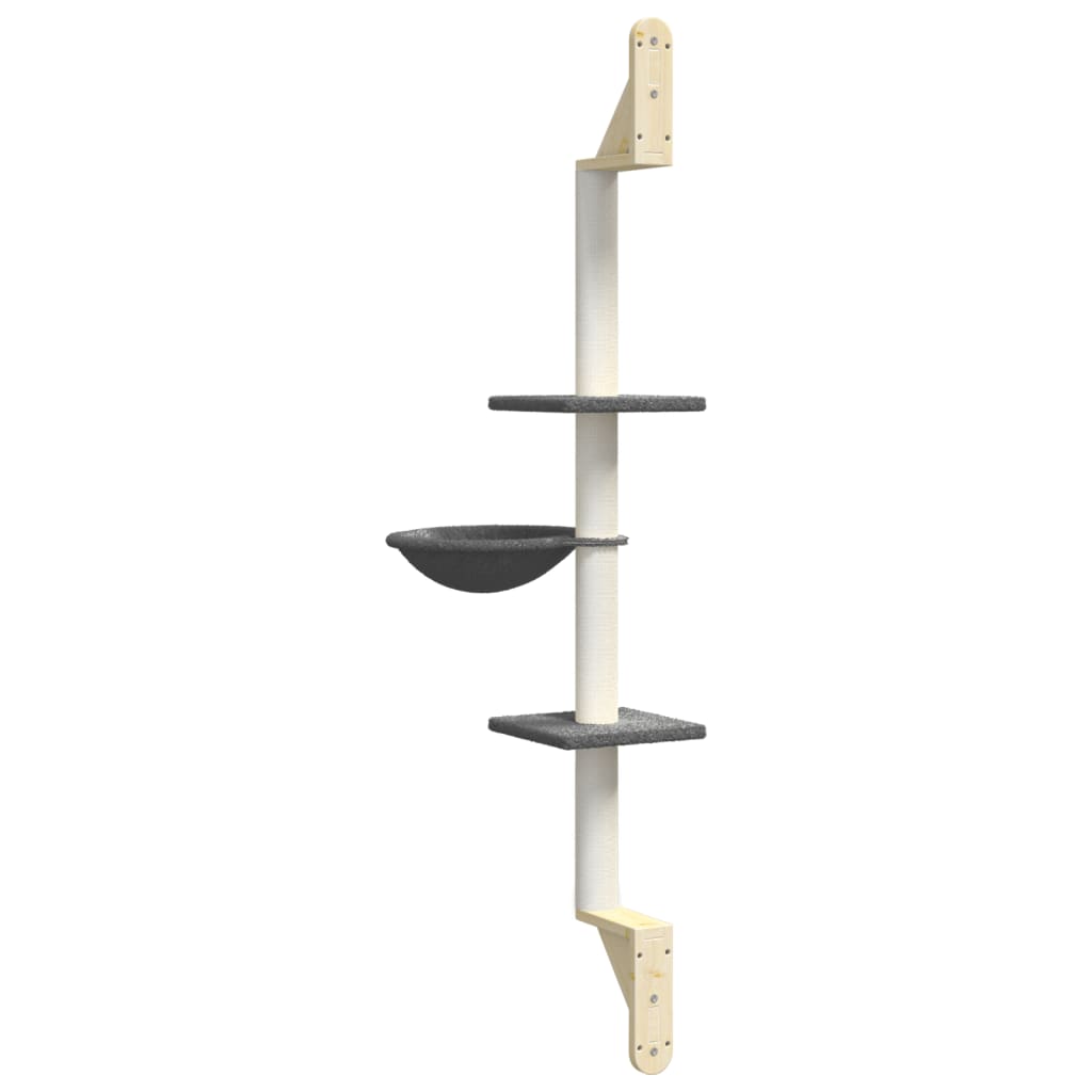 Nástěnné škrabadlo pro kočky se sloupkem tmavě šedé 142,5 cm