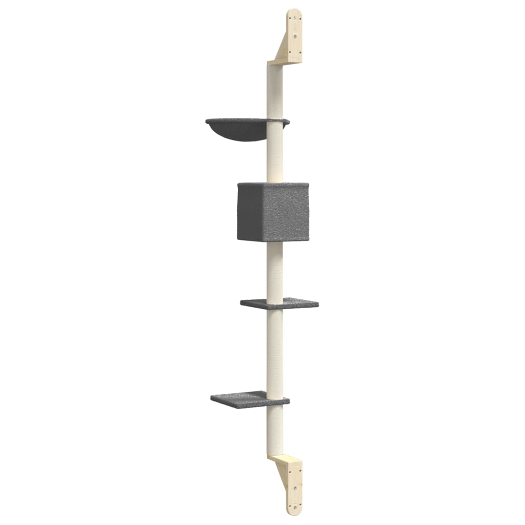 Nástěnné škrabadlo pro kočky se sloupkem tmavě šedé 187 cm