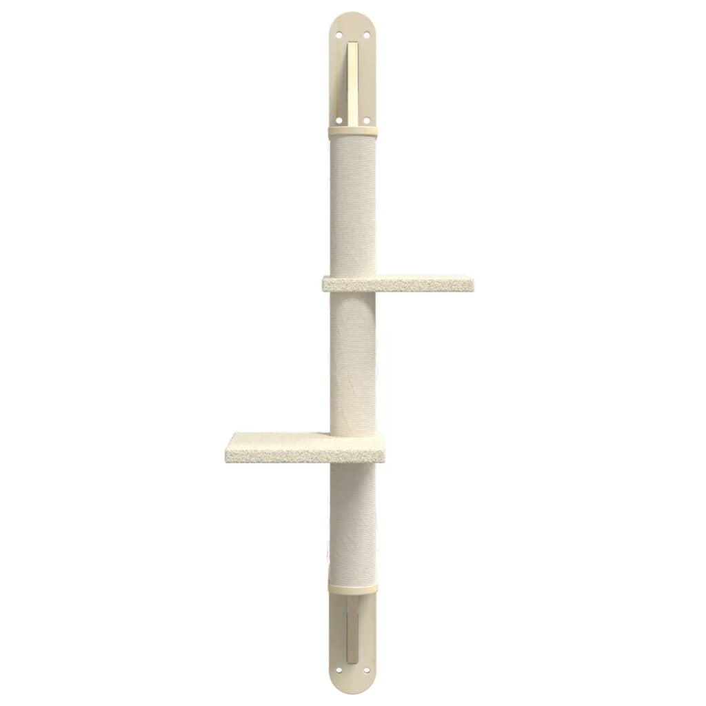 Nástěnné škrabadlo pro kočky se sloupkem krémové 108 cm