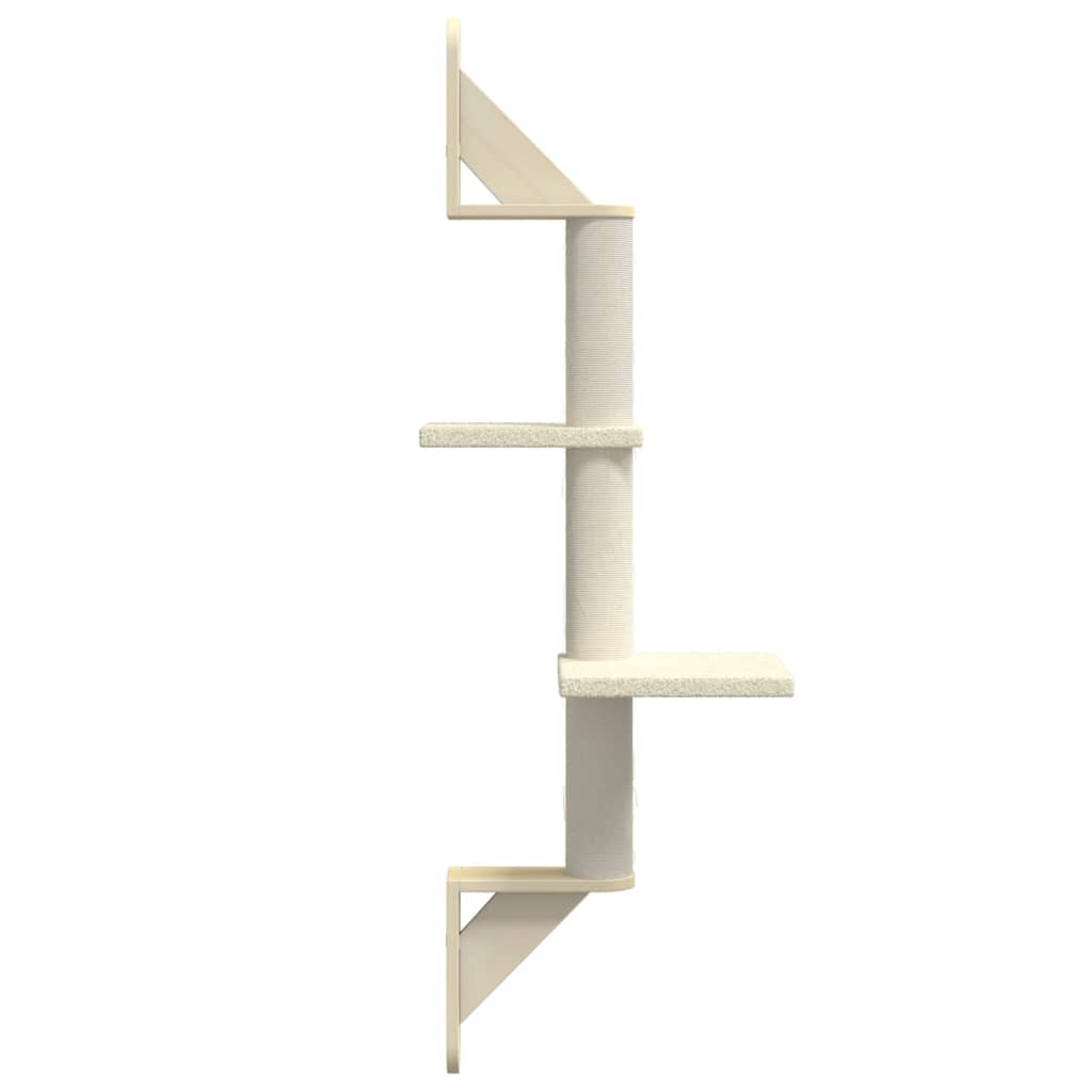 Nástěnné škrabadlo pro kočky se sloupkem krémové 108 cm