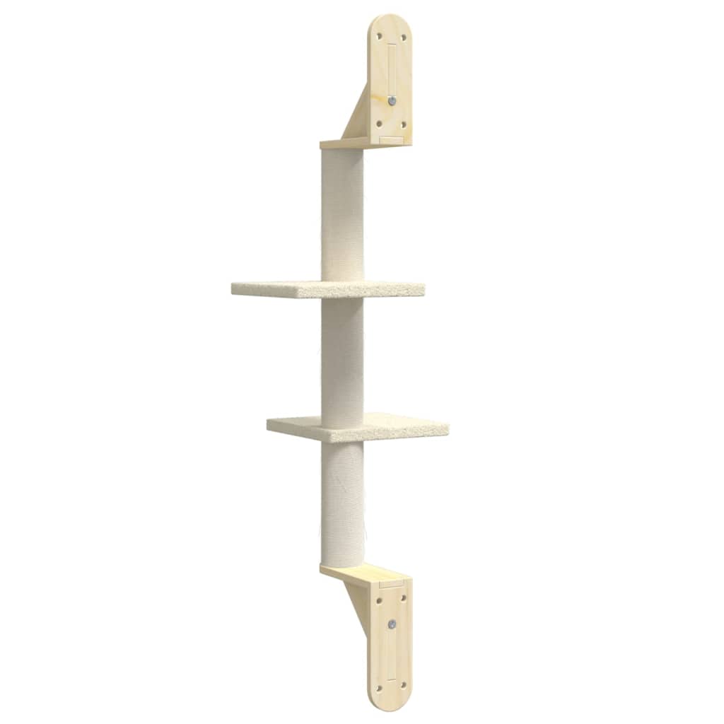 Nástěnné škrabadlo pro kočky se sloupkem krémové 108 cm