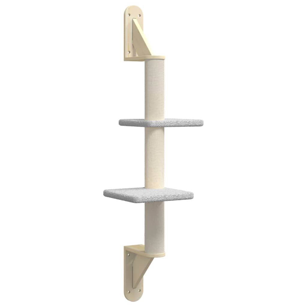Nástěnné škrabadlo pro kočky se sloupkem světle šedé 108 cm