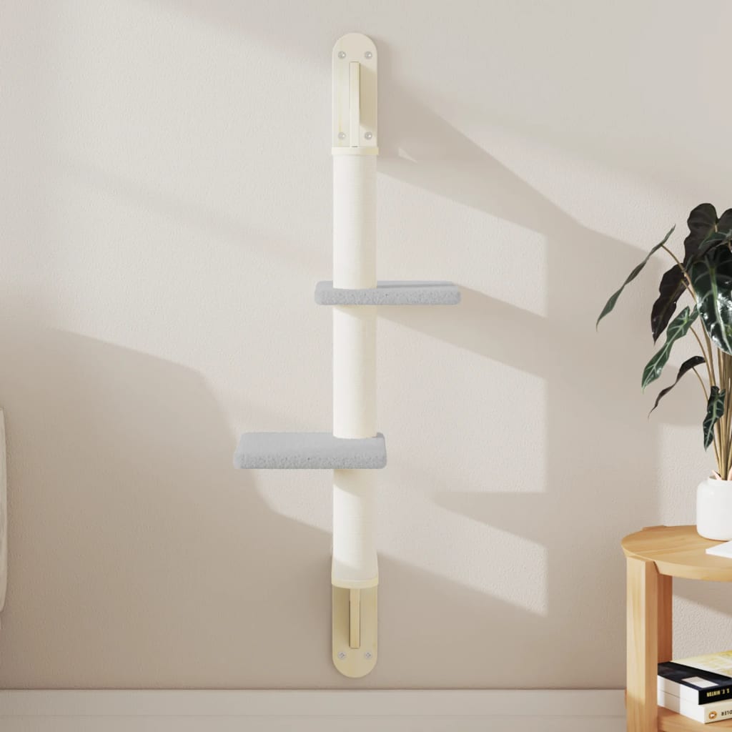 Nástěnné škrabadlo pro kočky se sloupkem světle šedé 108 cm