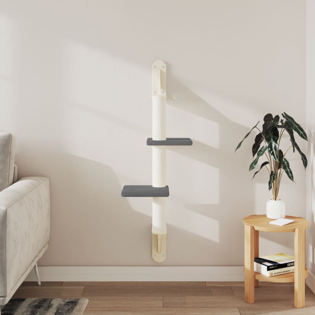 Nástěnné škrabadlo pro kočky se sloupkem tmavě šedé 108 cm