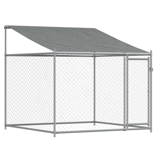 Klec pro psy se střechou a dvířky šedá 2x2x2 m pozinkovaná ocel
