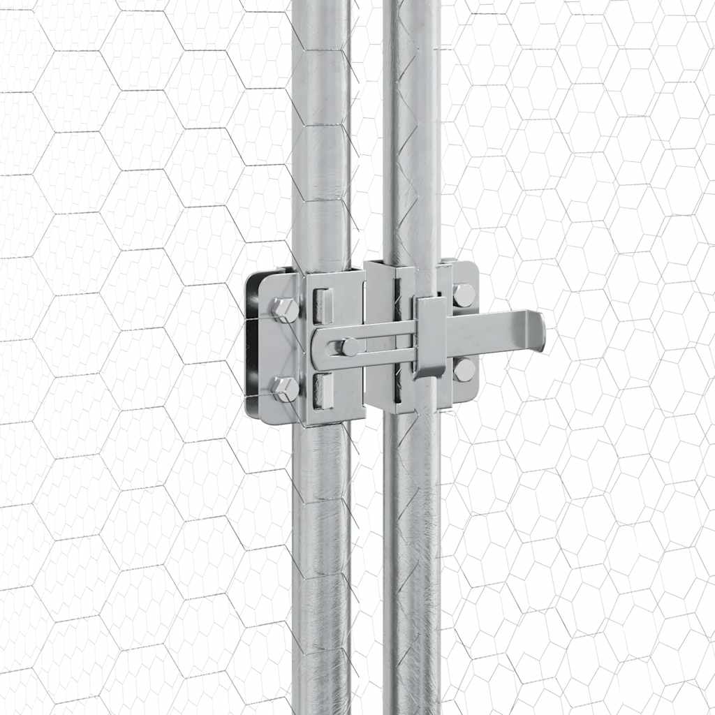 Klec pro kuřata stříbrná 400 x 105 x 182 cm pozinkovaná ocel