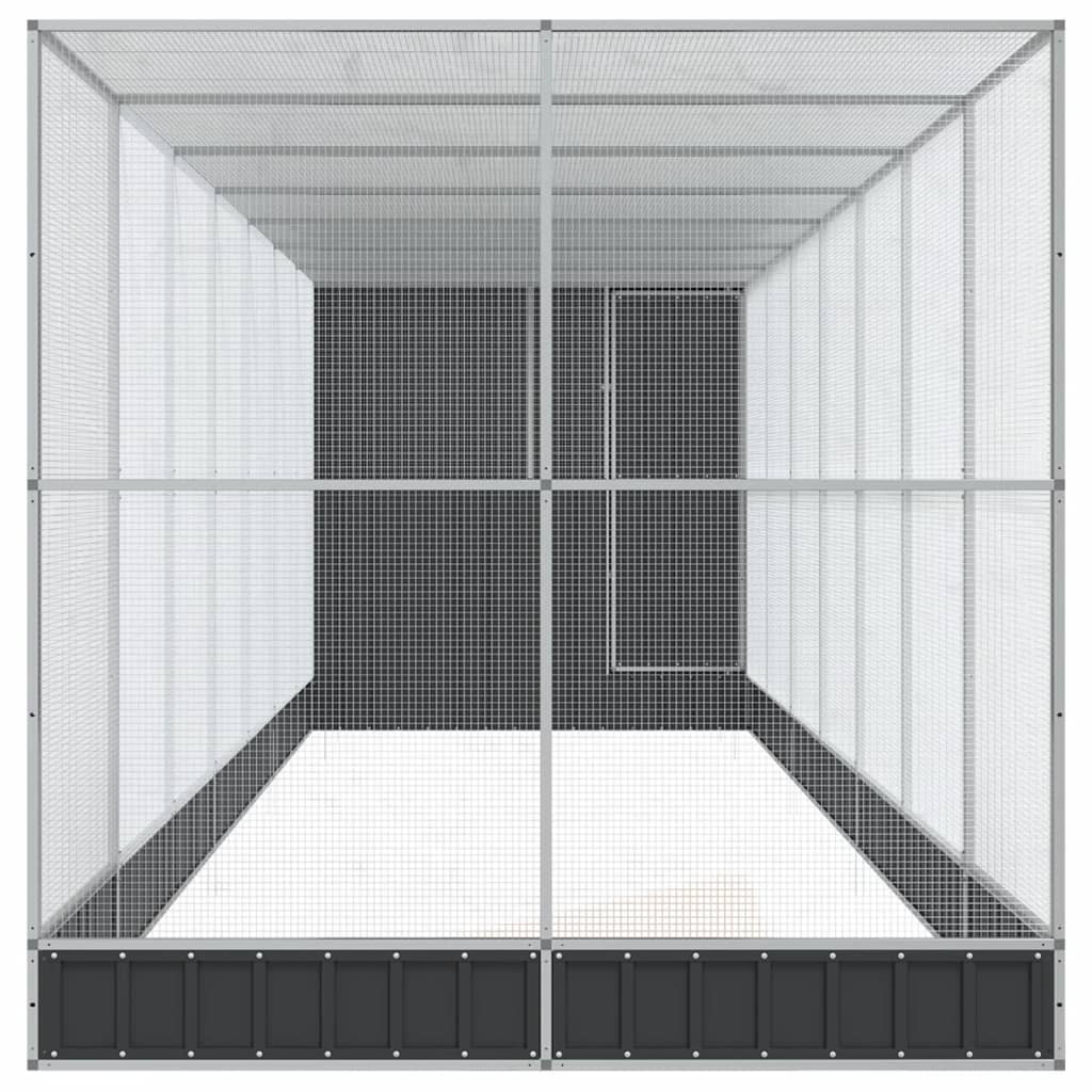 Voliéra s nástavbou stříbrná 830 x 203 x 216 cm ocel
