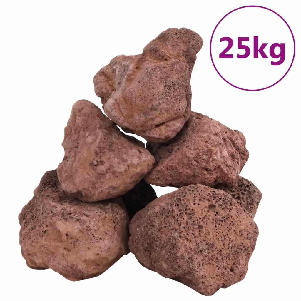 Sopečné kameny 25 kg červené 10–30 cm