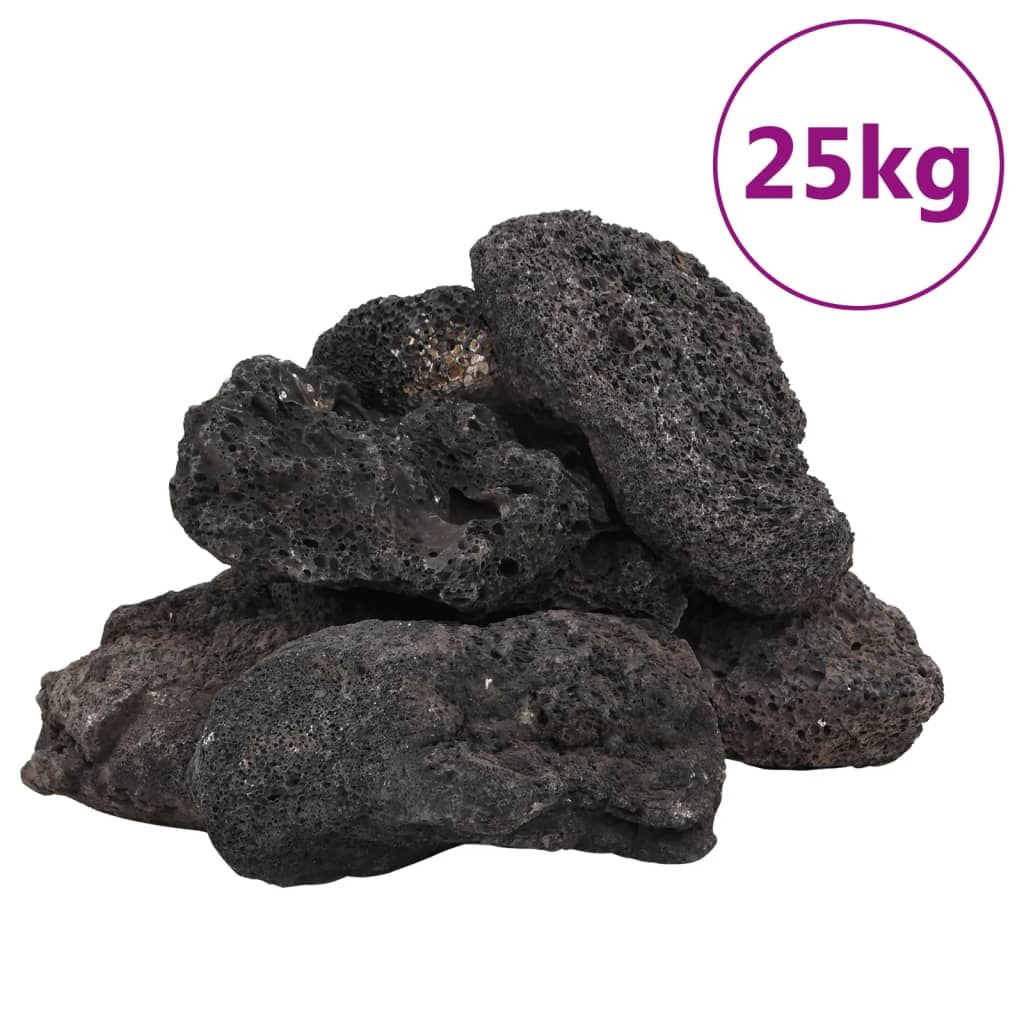 Sopečné kameny 25 kg černé 10–30 cm