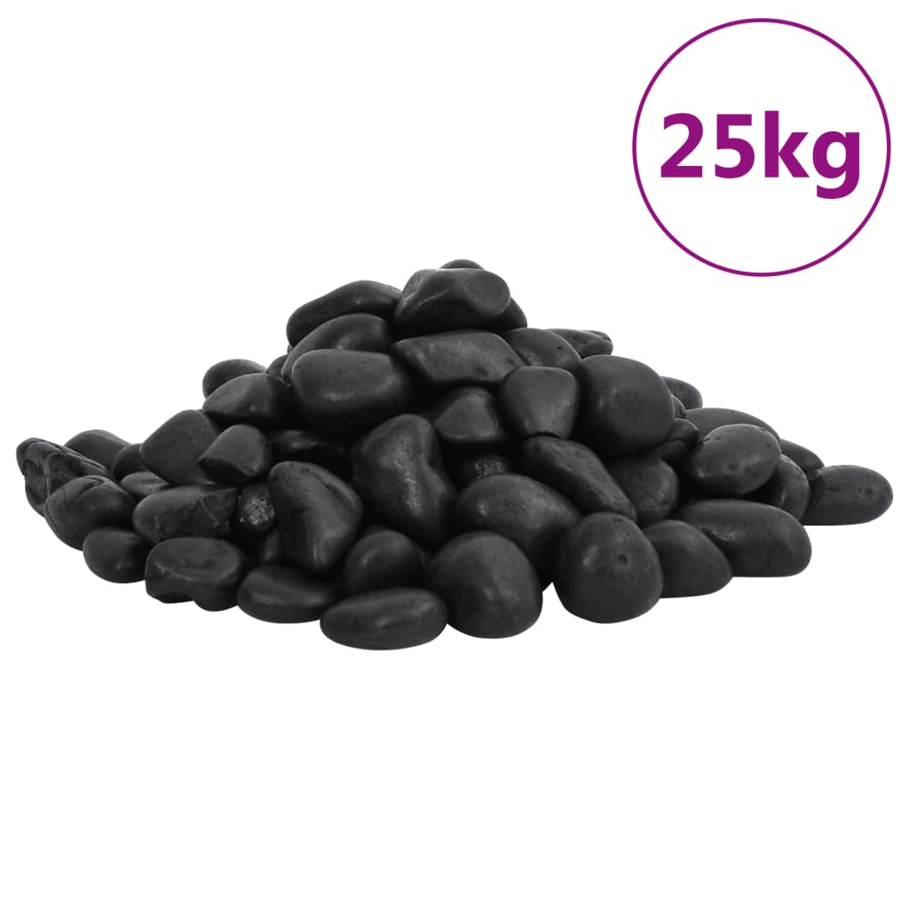 Leštěné oblázky 25 kg černé 2–5 cm