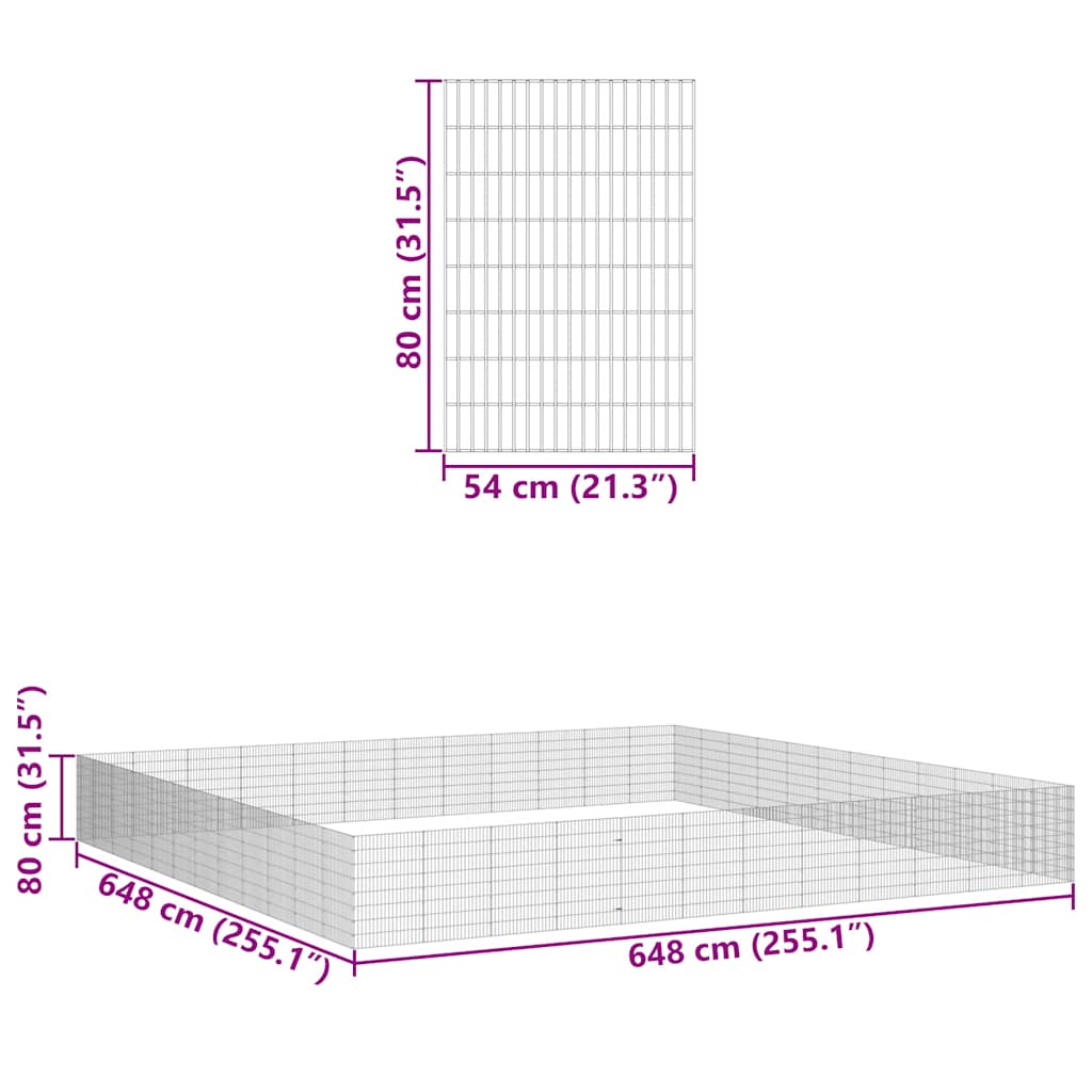 Ohrádka pro zvířata 48 panelů 54 x 80 cm pozinkované železo