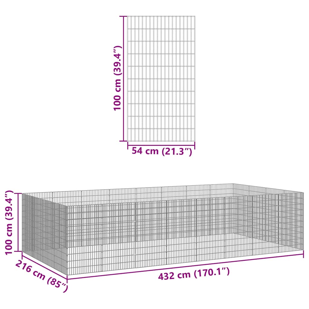 Ohrádka pro zvířata 24 panelů 54 x 100 cm pozinkované železo