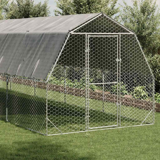 Výběh pro slepice se střechou 2,5x12x2,25 m pozinkovaná ocel