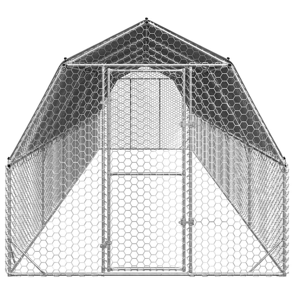 Výběh pro slepice se střechou 2,5x12x2,25 m pozinkovaná ocel