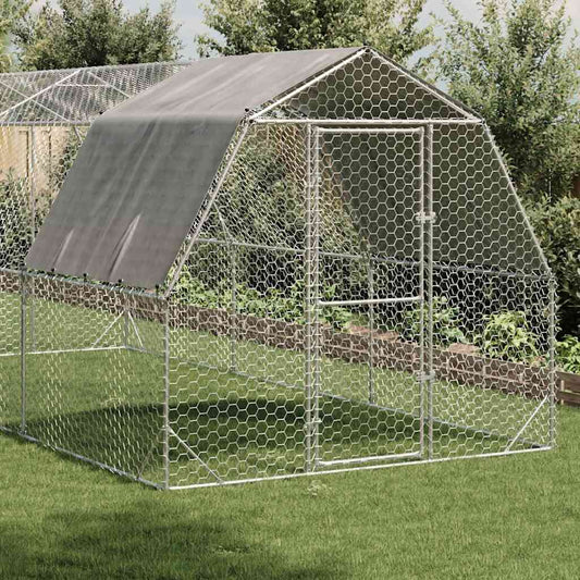 Výběh pro slepice se střechou 2,5x6x2,25 m pozinkovaná ocel
