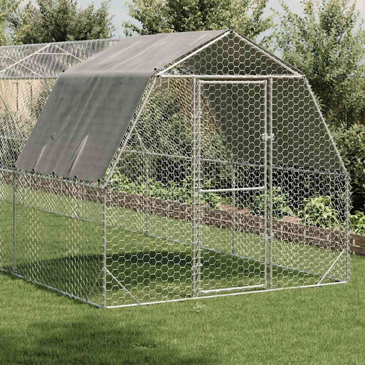Výběh pro slepice se střechou 2,5x10x2,25 m pozinkovaná ocel