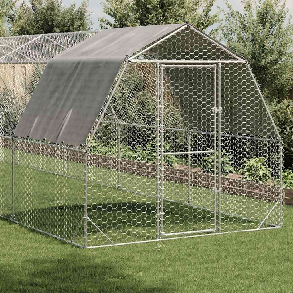 Výběh pro slepice se střechou 2,5x12x2,25 m pozinkovaná ocel