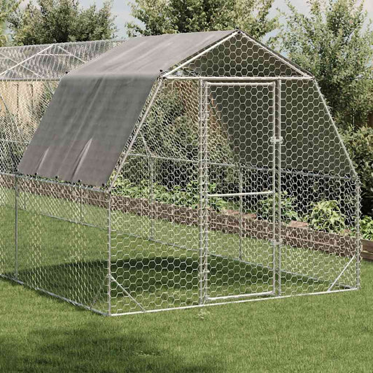 Výběh pro slepice se střechou 2,5x12x2,25 m pozinkovaná ocel