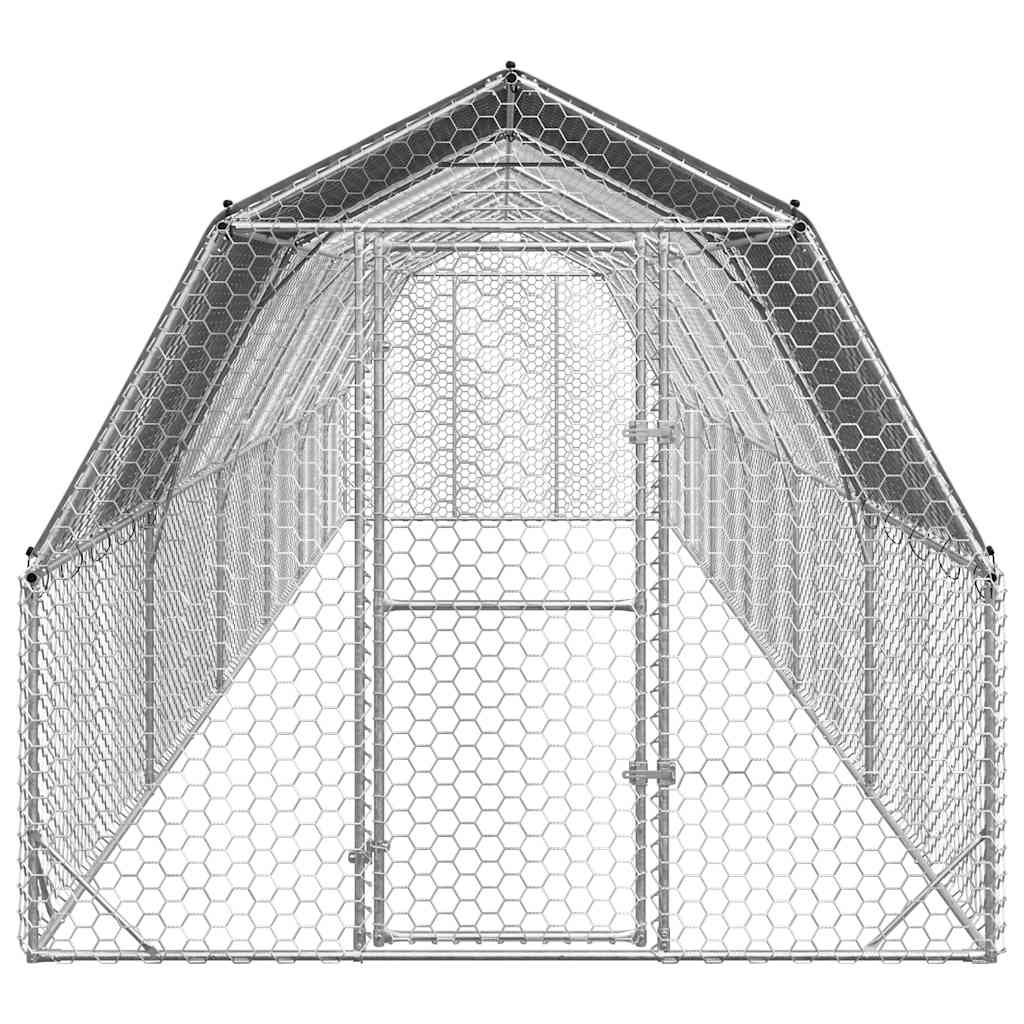 Výběh pro slepice se střechou 2,5x12x2,25 m pozinkovaná ocel