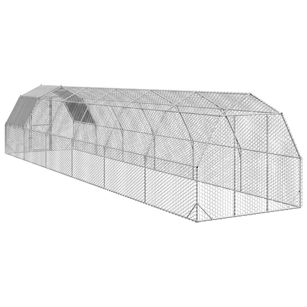 Výběh pro slepice se střechou 2,5x12x2,25 m pozinkovaná ocel