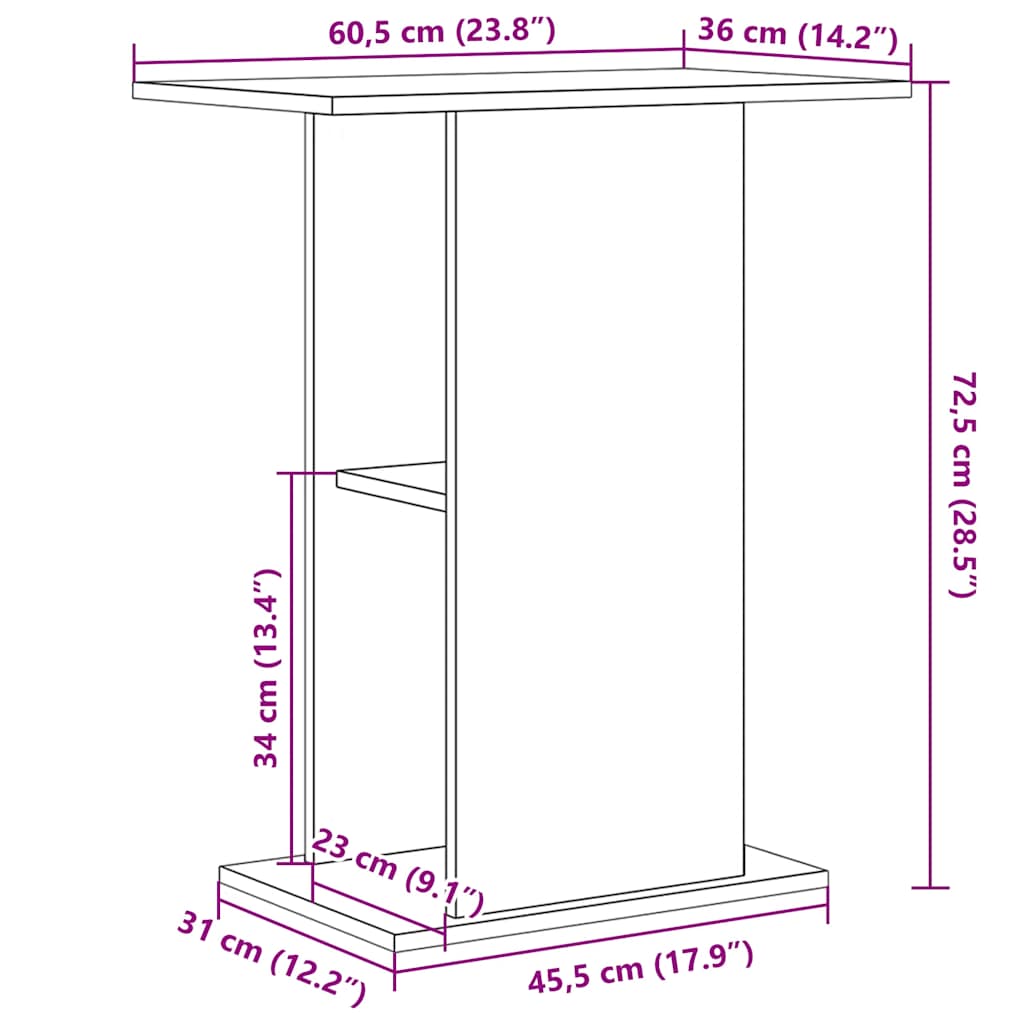 Stojan na akvárium Dub černý 60,5x36x72,5 cm Dřevěná konstrukce