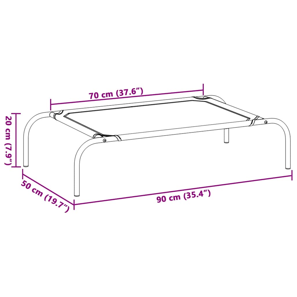 vyvýšený pelíšek pro psy  černý 90x50x20 cm Oxford Fabric a ocel