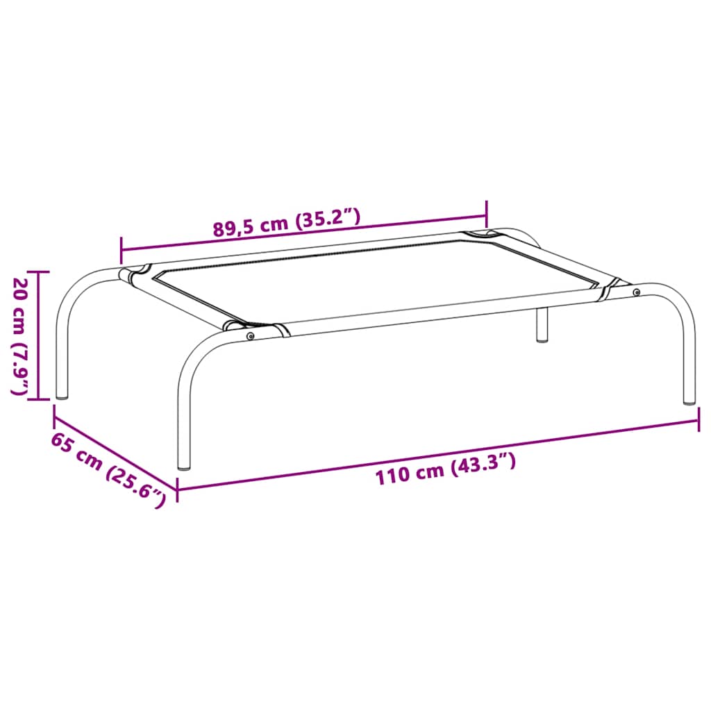 vyvýšený pelíšek pro psy  černý 110x65x20cm Oxford Fabric a ocel