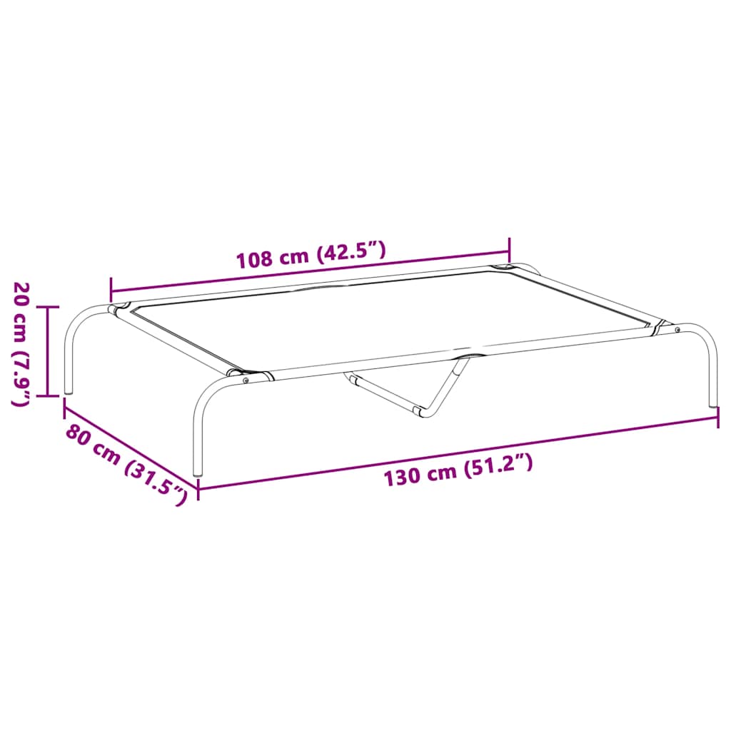 vyvýšený pelíšek pro psy  černý 130x80x20cm Oxford Fabric a ocel