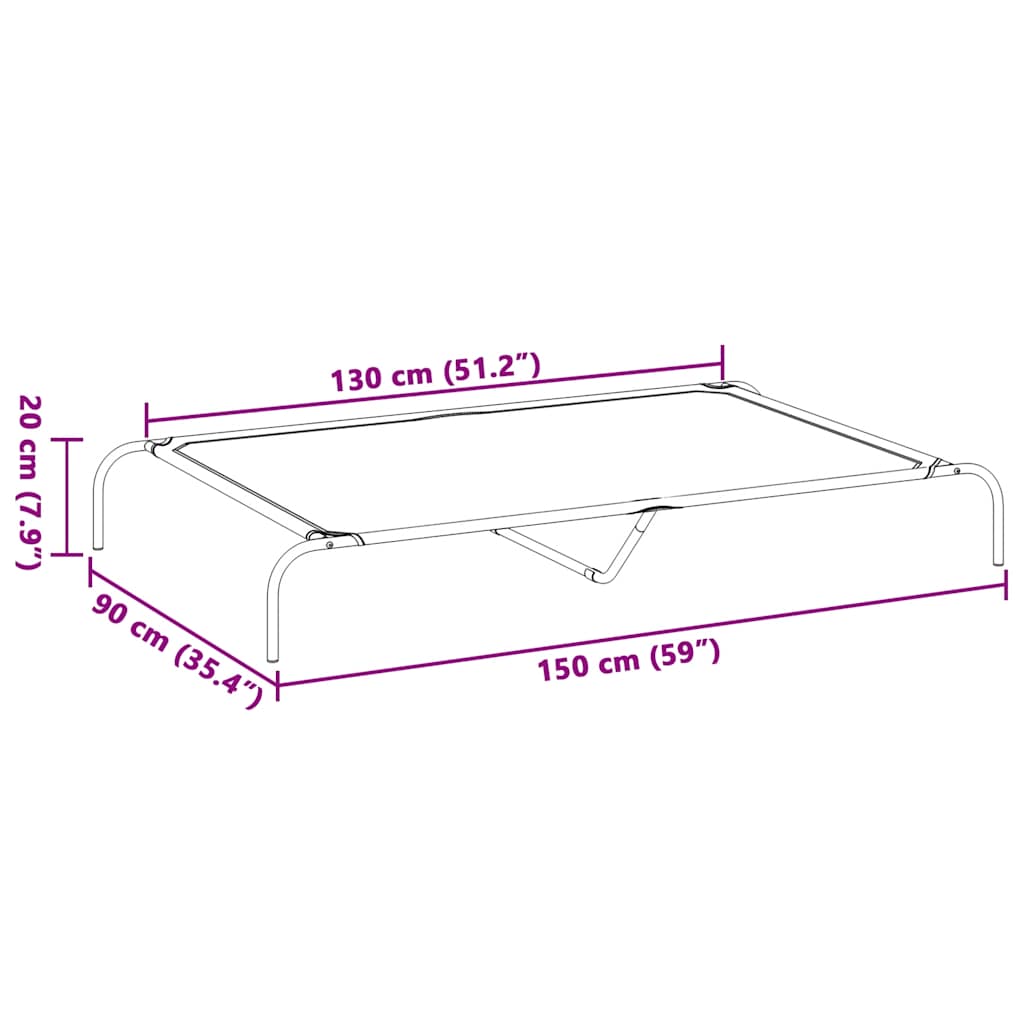 vyvýšený pelíšek pro psy  černý 150x90x20cm Oxford Fabric a ocel