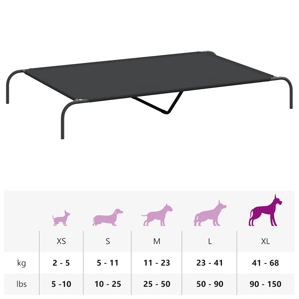 vyvýšený pelíšek pro psy  černý 150x90x20cm Oxford Fabric a ocel