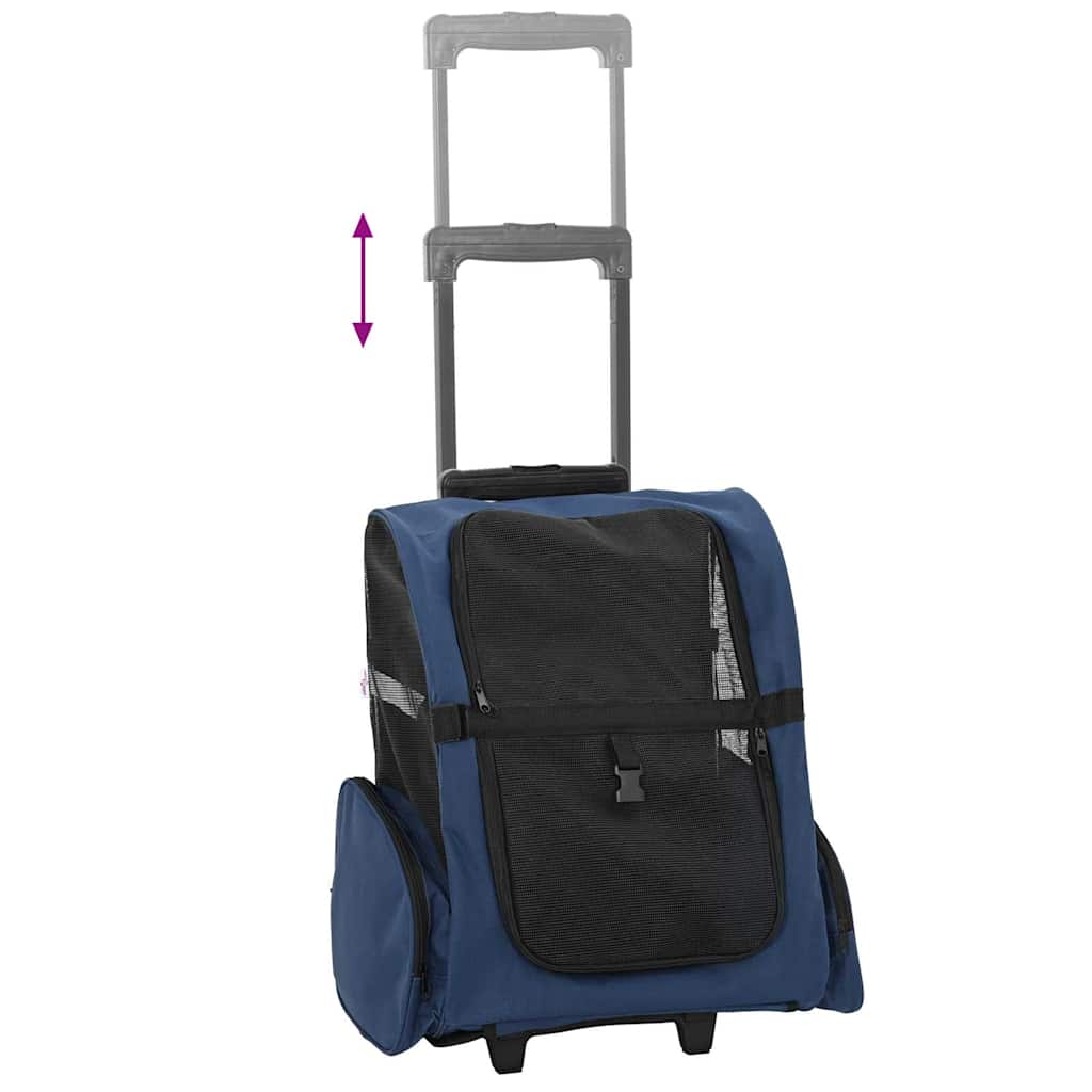 Vozík pro domácí mazlíčky 3 v 1, design, modrý, 48 x 32 x (57-106) cm, oxfordská látka