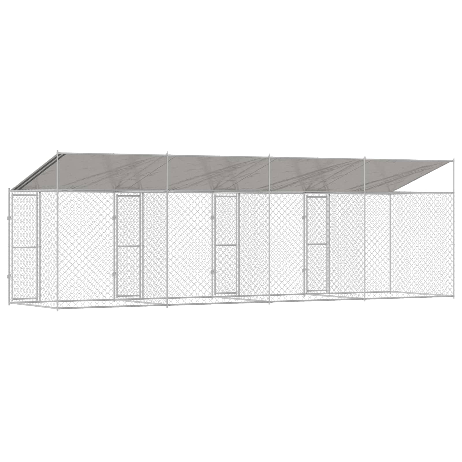 Psí klec s střechou Stříbrná 800 x 200 x 256 cm Ocel a PE