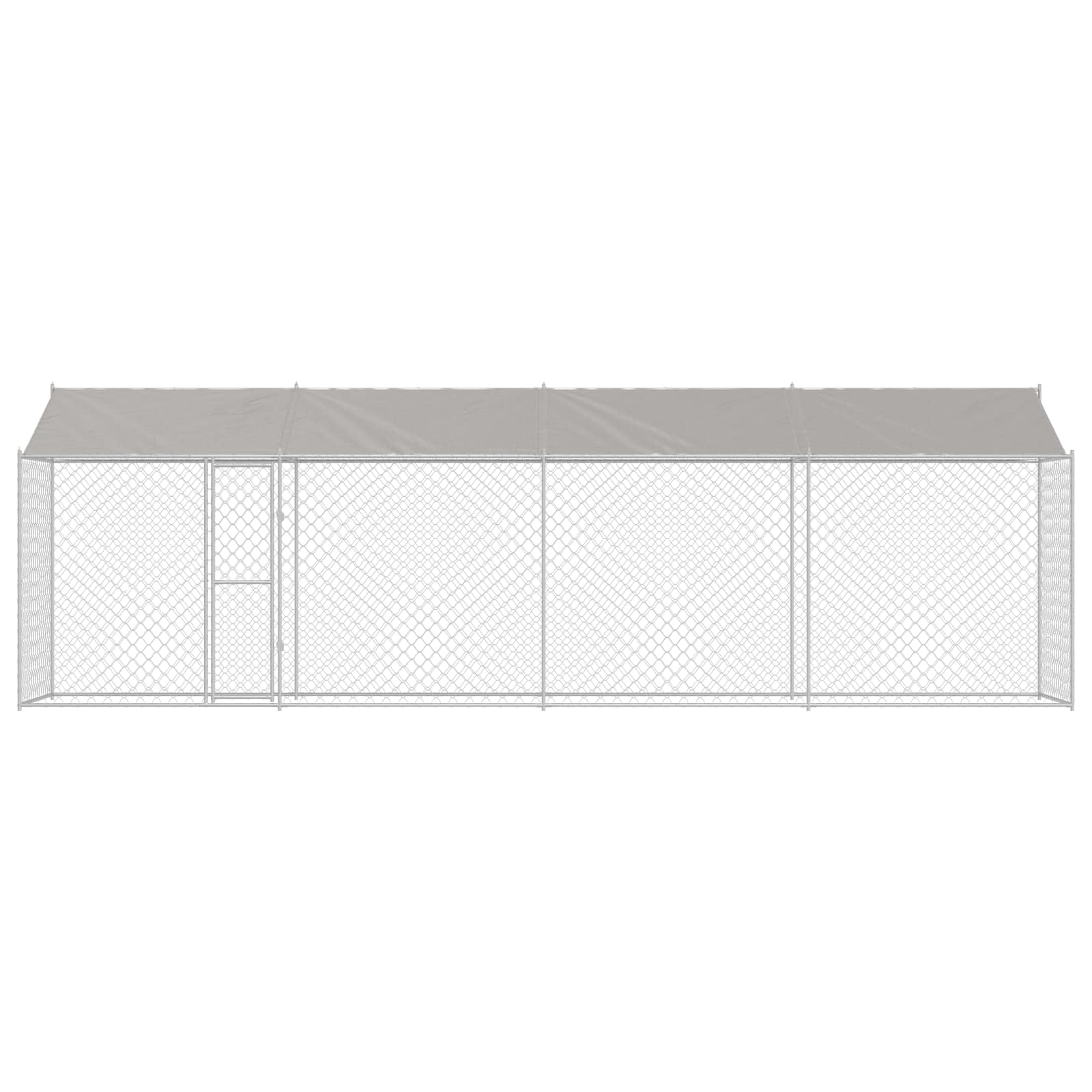 Psí klec s střechou Stříbrná 800 x 200 x 256 cm Ocel a PE