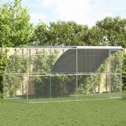 Klec na kuřata 2 pcs Stříbrná 400 x 200 x 200 cm Ocel a PE