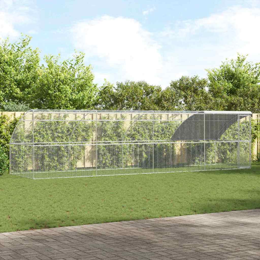 Klec na kuřata 4 pcs Stříbrná 800 x 200 x 200 cm Ocel a PE